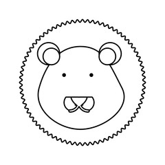 flat line uncolored lion face  over white background  vector illustration