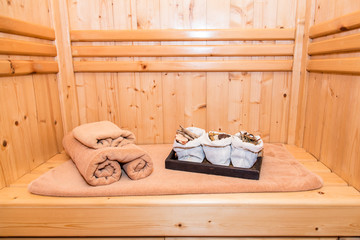 Fototapeta na wymiar sauna room with thai herb, Thai style masage and spa
