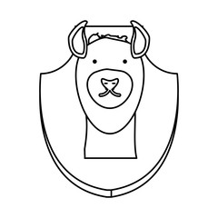 flat line  uncolored animal trophy with deer  over white background  vector illustration