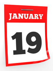 January 19. Calendar on white background.