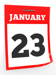 January 23. Calendar on white background.