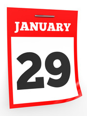 January 29. Calendar on white background.