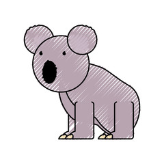 flat line colored  koala bear doodle  over white background  vector illustration