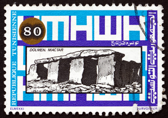 Postage stamp Tunisia 1983 Dolmen Mactar, Pre-historic Artifact