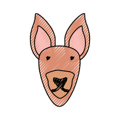 flat line  colored deer face doodle over white background  vector illustration