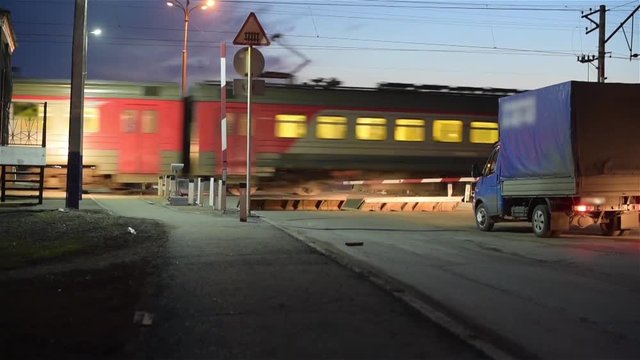 Railroad Crossing at night