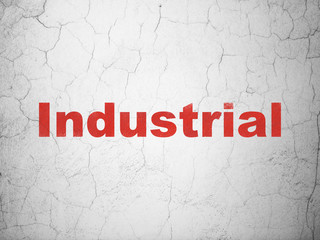 Industry concept: Red Industrial on textured concrete wall background