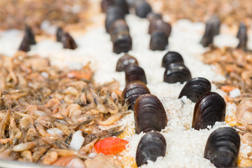 Traditional spanish cuisine seafood paella