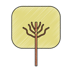 falt line colored tree doodle  over white background  vector illustration