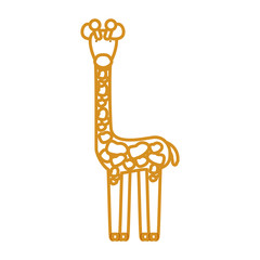 flat line colored  giraffe over white background  vector illustration