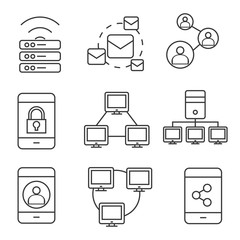 network, seo and social media icons
