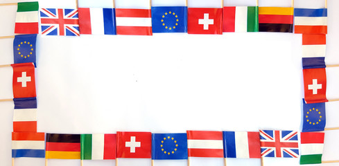 National flags of different countries frame