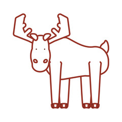 flat line colored  reindeer over white background  vector illustration