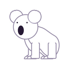 flat line colored koala bear  over white background  vector illustration