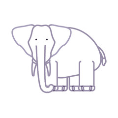 flat line colored elephant  over white background  vector illustration