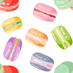Seamless pattern with colorful macaroons