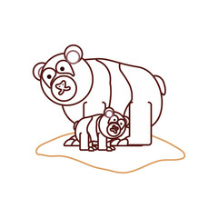 flat line  colored  bear over white background  vector illustration