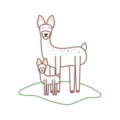 flat line  colored deer over white background  vector illustration