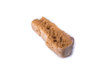 Croutons close-up isolated on a white background