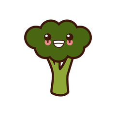 Broccoli fresh vegetable cute kawaii smiling vector illustration