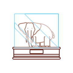 flat line colored  elephant exhibition over white background  vector illustration