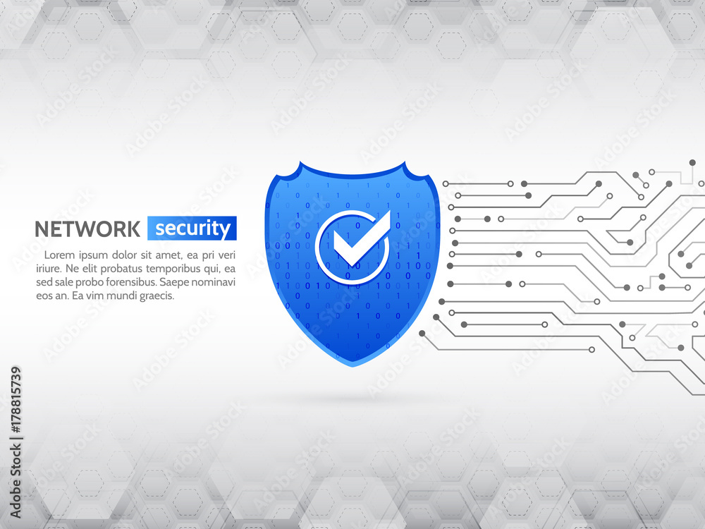 Leinwandbilder security shield concept. internet security. abstract high tech circuit board. vector illustration di