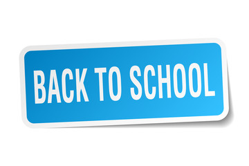 back to school square sticker on white