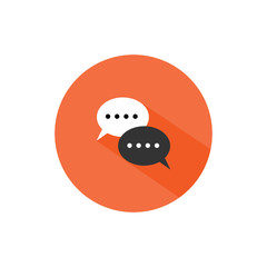 Live chat round icon long shadow vector