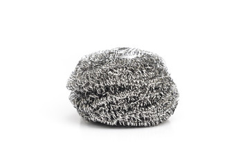 steel wool for dishwashing on white background
