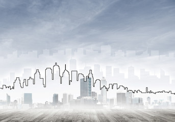 Background image with city center view as modern business life c
