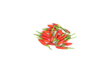 pile of red chili pepper on white background