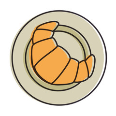 dish with delicious croissant