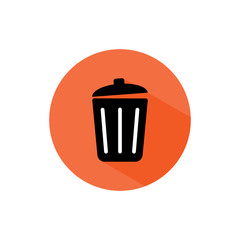 waste bin icon long shadow vector