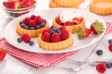 Tartlets with forest fruits. 