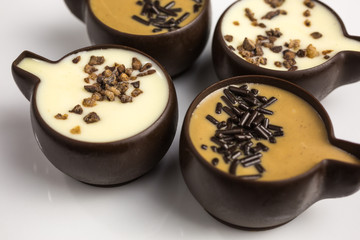 mixed chocolate pralines in  cup form