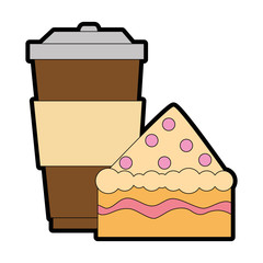 delicious cake portion with beverage