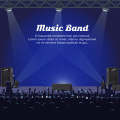 Obraz na płótnie Canvas Music Band Concert at Big Stage with Spotlights