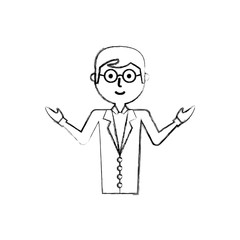 cartoon teacher man icon over white background vector illustration