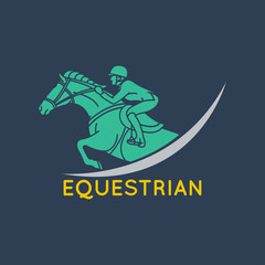 Horse race. Equestrian sport vector logo icon illustration