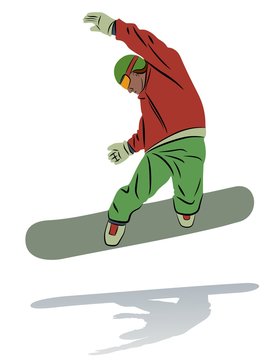 illustration of a snowboarder , vector draw