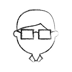 cartoon man with glasses icon over white background vector illustration
