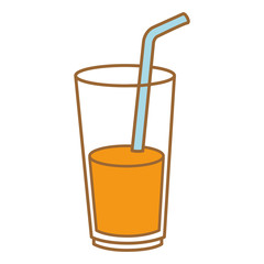 juice in cup glass and straw