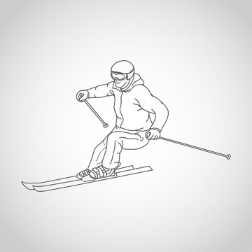 skiing vector logo icon illustration