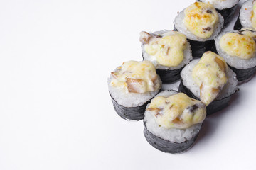 Sushi rolls with seaweed isolated on white background