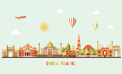 Colorful detailed India skyline. Vector illustration