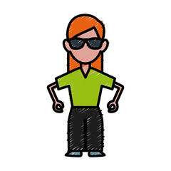Obraz na płótnie Canvas Woman with sunglasses icon vector illustration graphic design