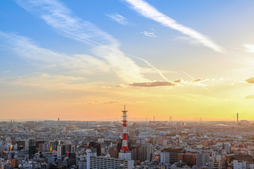 Fototapeta premium Asia Business modern cityscape building bird eye aerial view in Osaka, Japan