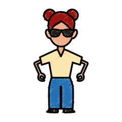 Woman with sunglasses icon vector illustration graphic design