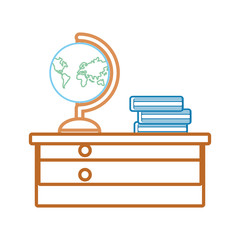 drawers with books and geography tool icon over white background vector illustration