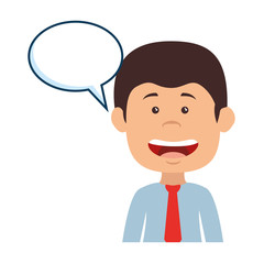 businessman with speech bubble avatar character icon